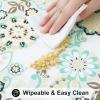 imageSmiry Rectangle Picnic Table Cloth Waterproof Elastic Fitted Outdoor Tablecloths for 6 Foot Tables Wipeable Flannel Backed Vinyl Table Cover for Camping Dining and Indoor 30quotx72quot GreyTeal  White