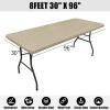 imageSmiry Rectangle Picnic Table Cloth Waterproof Elastic Fitted Outdoor Tablecloths for 6 Foot Tables Wipeable Flannel Backed Vinyl Table Cover for Camping Dining and Indoor 30quotx72quot GreySand