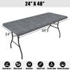 imageSmiry Rectangle Picnic Table Cloth Waterproof Elastic Fitted Outdoor Tablecloths for 6 Foot Tables Wipeable Flannel Backed Vinyl Table Cover for Camping Dining and Indoor 30quotx72quot GreyDark Grey