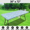 imageSmiry Rectangle Picnic Table Cloth Waterproof Elastic Fitted Outdoor Tablecloths for 6 Foot Tables Wipeable Flannel Backed Vinyl Table Cover for Camping Dining and Indoor 30quotx72quot GreyBaby Blue