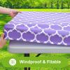 imageSmiry Rectangle Picnic Table Cover Waterproof Elastic Fitted Camping Tablecloths for 6 Foot Tables Wipeable Flannel Backed Vinyl Tablecloth Protector for Indoor Outdoor Teal 30x72 InchesLavender