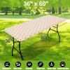 imageSmiry Rectangle Picnic Table Cover Waterproof Elastic Fitted Camping Tablecloths for 6 Foot Tables Wipeable Flannel Backed Vinyl Tablecloth Protector for Indoor Outdoor Teal 30x72 InchesKhaki