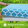 imageSmiry Rectangle Picnic Table Cover Waterproof Elastic Fitted Camping Tablecloths for 6 Foot Tables Wipeable Flannel Backed Vinyl Tablecloth Protector for Indoor Outdoor Teal 30x72 InchesLight Blue