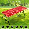 imageSmiry Rectangle Picnic Table Cover Waterproof Elastic Fitted Camping Tablecloths for 6 Foot Tables Wipeable Flannel Backed Vinyl Tablecloth Protector for Indoor Outdoor Teal 30x72 InchesRed