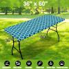 imageSmiry Rectangle Picnic Table Cover Waterproof Elastic Fitted Camping Tablecloths for 6 Foot Tables Wipeable Flannel Backed Vinyl Tablecloth Protector for Indoor Outdoor Teal 30x72 InchesTurquoise