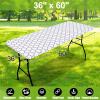 imageSmiry Rectangle Picnic Table Cover Waterproof Elastic Fitted Camping Tablecloths for 6 Foot Tables Wipeable Flannel Backed Vinyl Tablecloth Protector for Indoor Outdoor Teal 30x72 InchesWhite