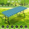 imageSmiry Rectangle Picnic Table Cover Waterproof Elastic Fitted Camping Tablecloths for 6 Foot Tables Wipeable Flannel Backed Vinyl Tablecloth Protector for Indoor Outdoor Teal 30x72 InchesTurquoise