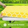 imageSmiry Rectangle Picnic Table Cover Waterproof Elastic Fitted Camping Tablecloths for 6 Foot Tables Wipeable Flannel Backed Vinyl Tablecloth Protector for Indoor Outdoor Teal 30x72 InchesYellow