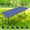 imageSmiry Rectangle Picnic Table Cover Waterproof Elastic Fitted Camping Tablecloths for 6 Foot Tables Wipeable Flannel Backed Vinyl Tablecloth Protector for Indoor Outdoor Teal 30x72 InchesNavy