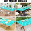 imageSmiry Rectangle Picnic Table Cover Waterproof Elastic Fitted Camping Tablecloths for 6 Foot Tables Wipeable Flannel Backed Vinyl Tablecloth Protector for Indoor Outdoor Teal 30x72 InchesTeal