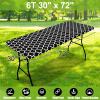 imageSmiry Rectangle Picnic Table Cover Waterproof Elastic Fitted Camping Tablecloths for 6 Foot Tables Wipeable Flannel Backed Vinyl Tablecloth Protector for Indoor Outdoor Teal 30x72 InchesBlack