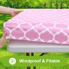 imageSmiry Rectangle Picnic Table Cover Waterproof Elastic Fitted Camping Tablecloths for 6 Foot Tables Wipeable Flannel Backed Vinyl Tablecloth Protector for Indoor Outdoor Teal 30x72 InchesPink