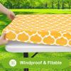 imageSmiry Rectangle Picnic Table Cover Waterproof Elastic Fitted Camping Tablecloths for 6 Foot Tables Wipeable Flannel Backed Vinyl Tablecloth Protector for Indoor Outdoor Teal 30x72 InchesMustard Yellow
