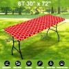 imageSmiry Rectangle Picnic Table Cover Waterproof Elastic Fitted Camping Tablecloths for 6 Foot Tables Wipeable Flannel Backed Vinyl Tablecloth Protector for Indoor Outdoor Teal 30x72 InchesRed