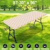 imageSmiry Rectangle Picnic Table Cover Waterproof Elastic Fitted Camping Tablecloths for 6 Foot Tables Wipeable Flannel Backed Vinyl Tablecloth Protector for Indoor Outdoor Teal 30x72 InchesKhaki