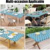 imageSmiry Rectangle Picnic Table Cover Waterproof Elastic Fitted Camping Tablecloths for 6 Foot Tables Wipeable Flannel Backed Vinyl Tablecloth Protector for Indoor Outdoor Teal 30x72 InchesLight Blue