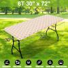 imageSmiry Rectangle Picnic Table Cover Waterproof Elastic Fitted Camping Tablecloths for 6 Foot Tables Wipeable Flannel Backed Vinyl Tablecloth Protector for Indoor Outdoor Teal 30x72 InchesKhaki