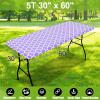 imageSmiry Rectangle Picnic Table Cover Waterproof Elastic Fitted Camping Tablecloths for 6 Foot Tables Wipeable Flannel Backed Vinyl Tablecloth Protector for Indoor Outdoor Teal 30x72 InchesLavender