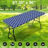 imageSmiry Rectangle Picnic Table Cover Waterproof Elastic Fitted Camping Tablecloths for 6 Foot Tables Wipeable Flannel Backed Vinyl Tablecloth Protector for Indoor Outdoor Teal 30x72 InchesNavy