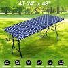 imageSmiry Rectangle Picnic Table Cover Waterproof Elastic Fitted Camping Tablecloths for 6 Foot Tables Wipeable Flannel Backed Vinyl Tablecloth Protector for Indoor Outdoor Teal 30x72 InchesNavy