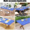 imageSmiry Rectangle Picnic Table Cover Waterproof Elastic Fitted Camping Tablecloths for 6 Foot Tables Wipeable Flannel Backed Vinyl Tablecloth Protector for Indoor Outdoor Teal 30x72 InchesBlue