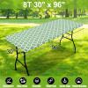 imageSmiry Rectangle Picnic Table Cover Waterproof Elastic Fitted Camping Tablecloths for 6 Foot Tables Wipeable Flannel Backed Vinyl Tablecloth Protector for Indoor Outdoor Teal 30x72 InchesSage Green