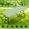 imageSmiry Rectangle Picnic Table Cover Waterproof Elastic Fitted Camping Tablecloths for 6 Foot Tables Wipeable Flannel Backed Vinyl Tablecloth Protector for Indoor Outdoor Teal 30x72 InchesSage Green