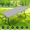 imageSmiry Rectangle Picnic Table Cover Waterproof Elastic Fitted Camping Tablecloths for 6 Foot Tables Wipeable Flannel Backed Vinyl Tablecloth Protector for Indoor Outdoor Teal 30x72 InchesGrey