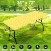 imageSmiry Rectangle Picnic Table Cover Waterproof Elastic Fitted Camping Tablecloths for 6 Foot Tables Wipeable Flannel Backed Vinyl Tablecloth Protector for Indoor Outdoor Teal 30x72 InchesYellow