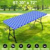 imageSmiry Rectangle Picnic Table Cover Waterproof Elastic Fitted Camping Tablecloths for 6 Foot Tables Wipeable Flannel Backed Vinyl Tablecloth Protector for Indoor Outdoor Teal 30x72 InchesBlue