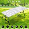 imageSmiry Rectangle Picnic Table Cover Waterproof Elastic Fitted Camping Tablecloths for 6 Foot Tables Wipeable Flannel Backed Vinyl Tablecloth Protector for Indoor Outdoor Teal 30x72 InchesWhite