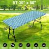 imageSmiry Rectangle Picnic Table Cover Waterproof Elastic Fitted Camping Tablecloths for 6 Foot Tables Wipeable Flannel Backed Vinyl Tablecloth Protector for Indoor Outdoor Teal 30x72 InchesLight Blue