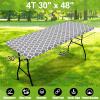 imageSmiry Rectangle Picnic Table Cover Waterproof Elastic Fitted Camping Tablecloths for 6 Foot Tables Wipeable Flannel Backed Vinyl Tablecloth Protector for Indoor Outdoor Teal 30x72 InchesGrey
