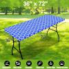 imageSmiry Rectangle Picnic Table Cover Waterproof Elastic Fitted Camping Tablecloths for 6 Foot Tables Wipeable Flannel Backed Vinyl Tablecloth Protector for Indoor Outdoor Teal 30x72 InchesBlue