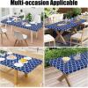 imageSmiry Rectangle Picnic Table Cover Waterproof Elastic Fitted Camping Tablecloths for 6 Foot Tables Wipeable Flannel Backed Vinyl Tablecloth Protector for Indoor Outdoor Teal 30x72 InchesNavy