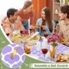 imageSmiry Rectangle Picnic Table Cover Waterproof Elastic Fitted Camping Tablecloths for 6 Foot Tables Wipeable Flannel Backed Vinyl Tablecloth Protector for Indoor Outdoor Teal 30x72 InchesLavender