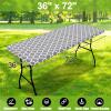 imageSmiry Rectangle Picnic Table Cover Waterproof Elastic Fitted Camping Tablecloths for 6 Foot Tables Wipeable Flannel Backed Vinyl Tablecloth Protector for Indoor Outdoor Teal 30x72 InchesGrey
