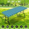 imageSmiry Rectangle Picnic Table Cover Waterproof Elastic Fitted Camping Tablecloths for 6 Foot Tables Wipeable Flannel Backed Vinyl Tablecloth Protector for Indoor Outdoor Teal 30x72 InchesTurquoise