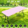 imageSmiry Rectangle Picnic Table Cover Waterproof Elastic Fitted Camping Tablecloths for 6 Foot Tables Wipeable Flannel Backed Vinyl Tablecloth Protector for Indoor Outdoor Teal 30x72 InchesPink
