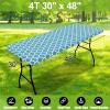 imageSmiry Rectangle Picnic Table Cover Waterproof Elastic Fitted Camping Tablecloths for 6 Foot Tables Wipeable Flannel Backed Vinyl Tablecloth Protector for Indoor Outdoor Teal 30x72 InchesLight Blue