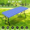 imageSmiry Rectangle Picnic Table Cover Waterproof Elastic Fitted Camping Tablecloths for 6 Foot Tables Wipeable Flannel Backed Vinyl Tablecloth Protector for Indoor Outdoor Teal 30x72 InchesBlue