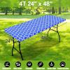 imageSmiry Rectangle Picnic Table Cover Waterproof Elastic Fitted Camping Tablecloths for 6 Foot Tables Wipeable Flannel Backed Vinyl Tablecloth Protector for Indoor Outdoor Teal 30x72 InchesBlue
