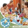 imageSmiry Rectangle Picnic Table Cover Waterproof Elastic Fitted Camping Tablecloths for 6 Foot Tables Wipeable Flannel Backed Vinyl Tablecloth Protector for Indoor Outdoor Teal 30x72 InchesLight Blue