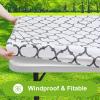 imageSmiry Rectangle Picnic Table Cover Waterproof Elastic Fitted Camping Tablecloths for 6 Foot Tables Wipeable Flannel Backed Vinyl Tablecloth Protector for Indoor Outdoor Teal 30x72 InchesWhite