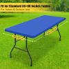 imageSmiry Rectangle Tablecloth Elastic Fitted Flannel Backed Vinyl Tablecloths for 6ft Folding Tables Waterproof Wipeable Table Covers for Indoor Outdoor Picnic and Camping Black 30quotx72quotBlue