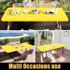 imageSmiry Rectangle Tablecloth Elastic Fitted Flannel Backed Vinyl Tablecloths for 6ft Folding Tables Waterproof Wipeable Table Covers for Indoor Outdoor Picnic and Camping Black 30quotx72quotYellow