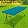 imageSmiry Rectangle Tablecloth Elastic Fitted Flannel Backed Vinyl Tablecloths for 6ft Folding Tables Waterproof Wipeable Table Covers for Indoor Outdoor Picnic and Camping Black 30quotx72quotTurquoise