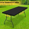 imageSmiry Rectangle Tablecloth Elastic Fitted Flannel Backed Vinyl Tablecloths for 6ft Folding Tables Waterproof Wipeable Table Covers for Indoor Outdoor Picnic and Camping Black 30quotx72quotBlack