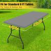 imageSmiry Rectangle Tablecloth Elastic Fitted Flannel Backed Vinyl Tablecloths for 6ft Folding Tables Waterproof Wipeable Table Covers for Indoor Outdoor Picnic and Camping Black 30quotx72quotGrey