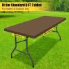 imageSmiry Rectangle Tablecloth Elastic Fitted Flannel Backed Vinyl Tablecloths for 6ft Folding Tables Waterproof Wipeable Table Covers for Indoor Outdoor Picnic and Camping Black 30quotx72quotBrown